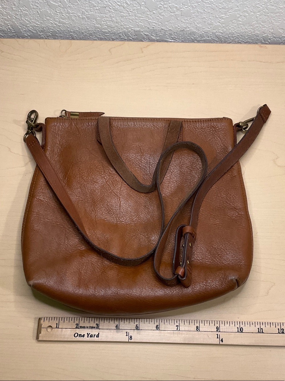 Madewell Classic Brown Leather Crossbody Tote